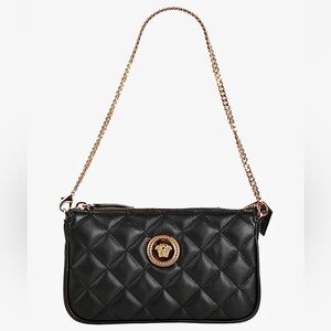 Versace La Medusa Quilted Leather Baguette, Black, NIB